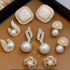 Set Of 5 Gold Tone Faux Pearl