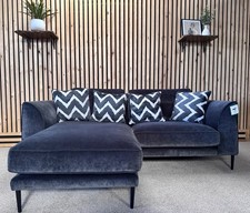 Sofology Moxie 3 Seater Sofa, LHF Corner Chaise, Velvet Ribbed Charcoal