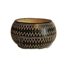 An Original Vintage African Geometrically Carved Gourd Bowl
