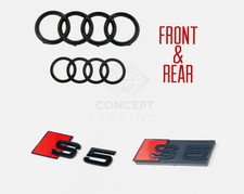 Audi S5 GLOSS BLACK BADGE SET OF & REAR RINGS GRILLE BOOT TRUNK EMBLEM