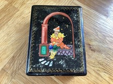 Russian Lacquer Trinket Box Court Jester Joker Playing Cards