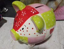 M&S  Patchwork Percy Pig 2009 Limited Edition Piggy Bank, Missing Stopper
