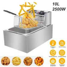 10L 2500W Commercial Electric Deep Fryer Fat Chip Twin Tank Stainless Steel