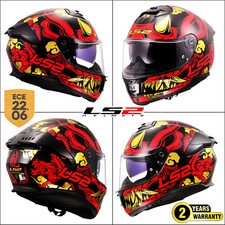 LS2 STREAM-II FF808 SUN VISOR FULL FACE ECE22.06 MOTORCYCLE HELMET DRAKO RED NEW