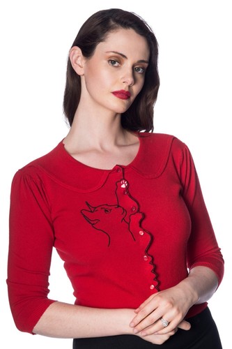 Women red retro kitty - women's,