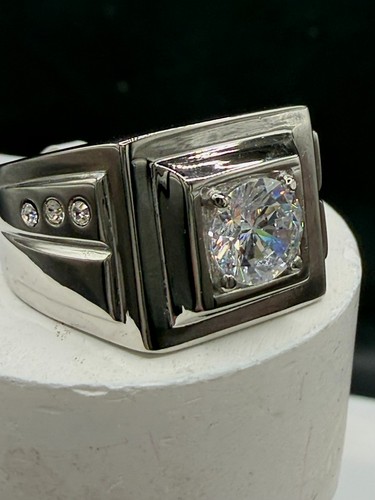 Mens silver ring - mens, solitaire
