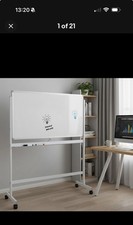 Double Sided Magnetic Whiteboard 120x60cm, Large Mobile Whiteboard w/ Iron Stand