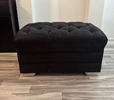 Black Faux Leather Foot Stool with chrome legs 