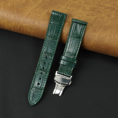 Flat green leather watch - flat,