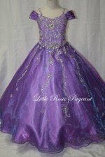 NEW* Little Rosie Girls Glitz Long Pageant Dress LR2019 Purple 12 $550