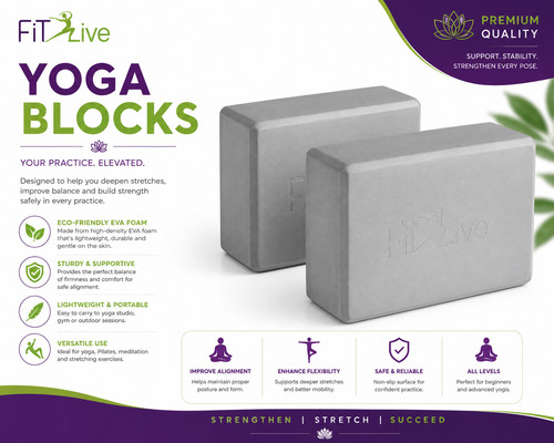Yoga blocks set - foam, brick