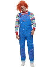 SALE Official Chucky Mens Blue Dungarees Full Halloween Fancy Dress Costume