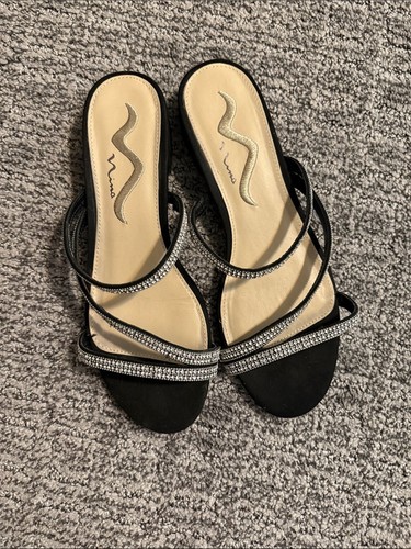 Nina black slide sandals - black, with