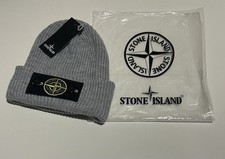 STONE ISLAND BADGE BEANIE HAT GREY NEW WITH TAGS