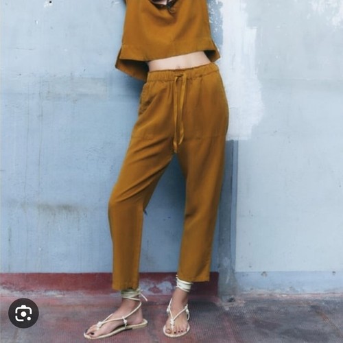Zara caramel brown linen - zara,