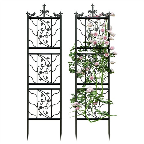 Wrought iron garden trellis - garden,