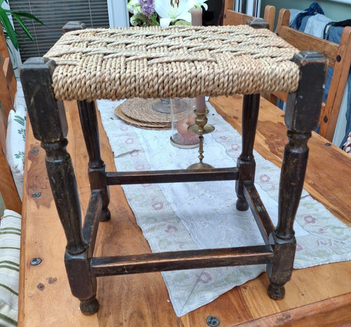 Vintage footstool woven - woven, seat