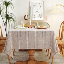 60 x 104 inches Farmhouse Style Linen tablecloths, Wrinkle Resistant Washable...