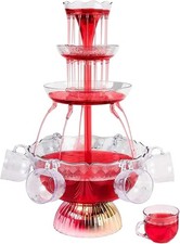 3-Tier Electric Fountain Machine With 5 Cups and LED Base, Cocktail Red Wine Bev