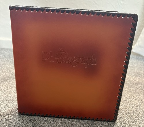 Brown leather photo album - leather,