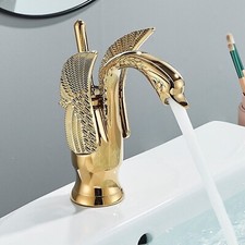 Swan Faucet Basin Mixer Tap Single Handle Bathroom Tap Gold Brass Basin Mono Tap