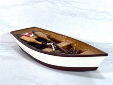 Vintage Wooden Row Boat Shelf Decoration Brown and White