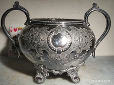 ANTIQUE Silver Plated JAMES DIXON &SONS SHEFFIELD Sugar Bowl L.20cm 1851-1870s