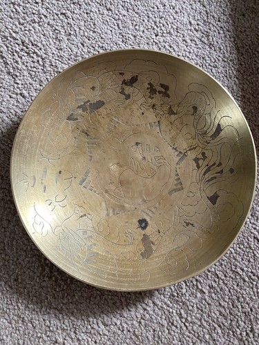 Brass bowl chinese dragon - chinese,