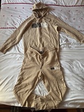 Hoodrich designer tracksuit hoodie (M) & bottoms (L) beige adult worn twice