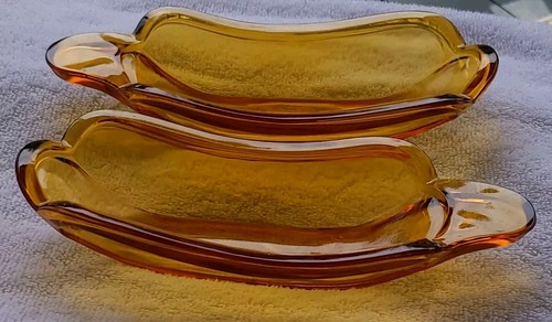 Vintage amber glass banana - glass,