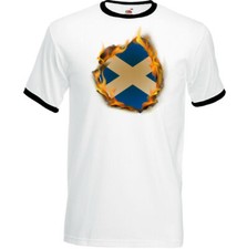 Scotland Flag Flames Mens Scottish T-Shirt Rugby Football St Andrews Day Saltire