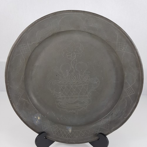 Antique pewter charger plate - antique,