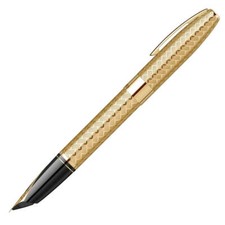 Sheaffer Legacy 18KT Solid Gold M nib Fountain Pen, 23KT Gold Chevron Barrel