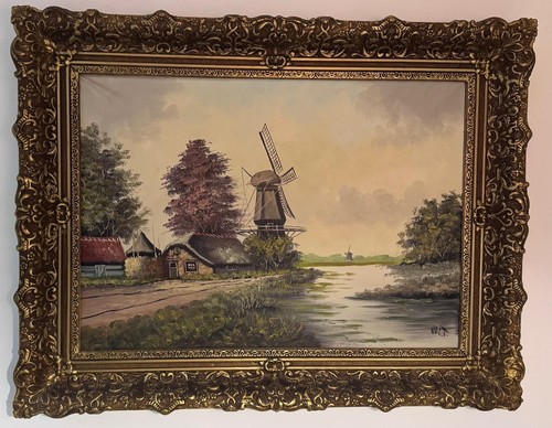 Vintage large oil - , painting