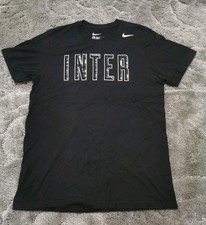 Inter Milan FC Nike Spell Out Shirt Men's XL Black Slim Fit Short Sleeve