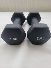 Pair of 2.5kg Neoprene Dumbbell - Black - Home Weights Gym Fitness Sports