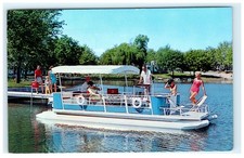 Vintage Riviera Cruisers Pontoon Boat Lithograph Postcard Indiana