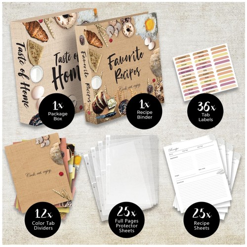 Recipe binder kit with - with, 12