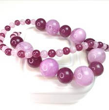 Oversized Chunky Pink Purple Plastic Bead Necklace Lagenlook Jewellery Mother