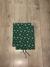 Pair of Rayburn 600 Hob Lid Mat Covers  Christmas Green White Cotton 