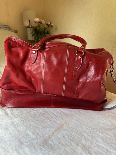 Floto red leather duffle bag - leather,