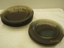 vintage ARCOROC french smoked glass plates 2 sizes  6 of each used condition