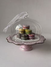 Bauble Macaroon Christmas Glass Cloche Tree Ornament Cake Stand Dome Decoration
