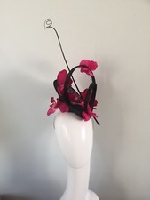 ASCOT black pink cerise ladies fascinator hat wedding mother the bride races