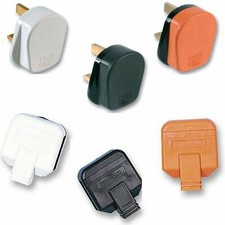 MAINS RUBBER UK 3 PIN FUSED PLUG,3A 5A 10A 13A BLACK WHITE ORANGE Heavy Duty