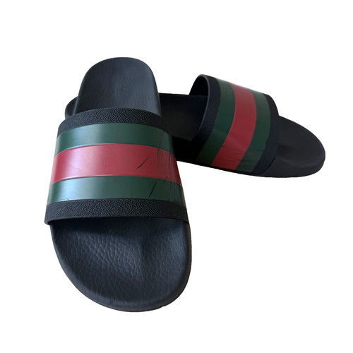 Gucci web rubber slide - gucci,