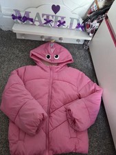 5-6 Dinosaur Pink Puffer Fleece Lined Coat