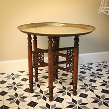 Antique Brass Topped Table Egyptian Hand Crafted Revival Style