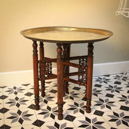 Antique brass topped table - antique,