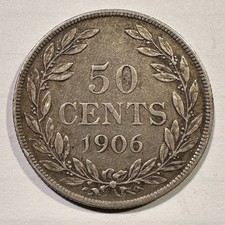 1906 Liberia 50 Cents Heaton